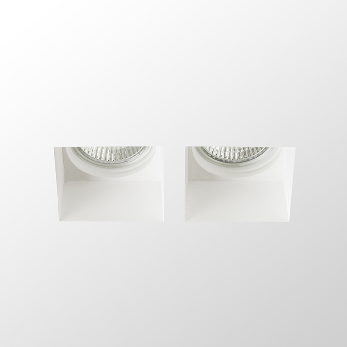 Corp de iluminat din ipsos fără cadru cu gauri circulare, QUO SQ II încastrat în rigips 230V LED GU10 2x8W