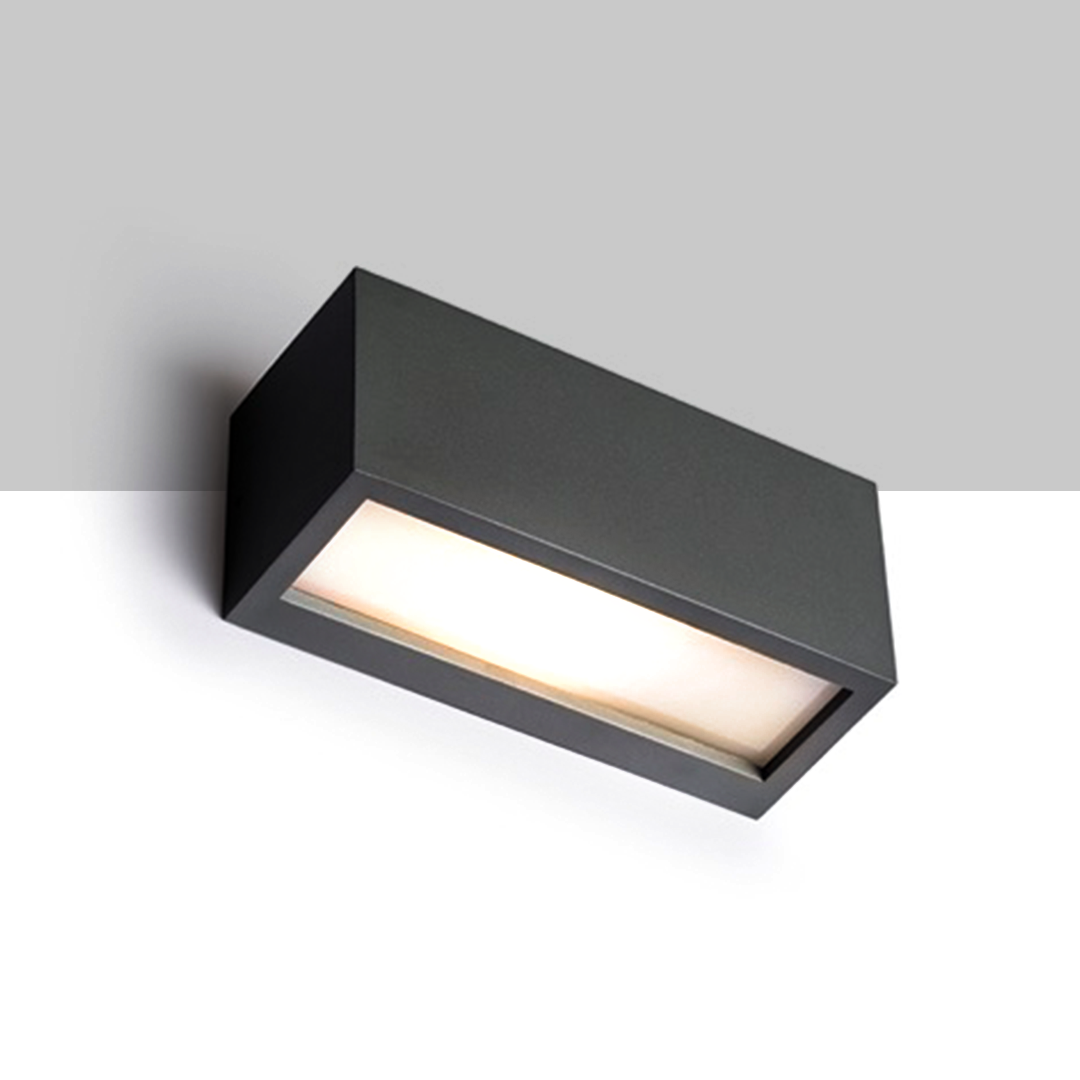Corp de iluminat dreptunghiular de perete cu iluminare SUS / JOS pentru sursă de lumină economică, DURANT UP - DOWN antracit 230V LED E27 15W IP54