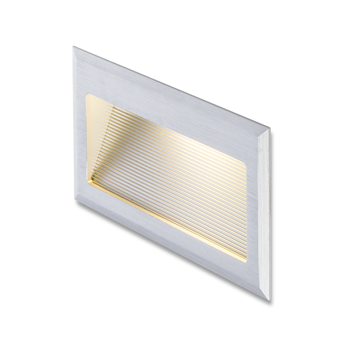 Corp de iluminat dreptunghiular încastrat din aluminiu pieptănat, cu LED COB încorporat, INTRO L 350mA 3W 3000K