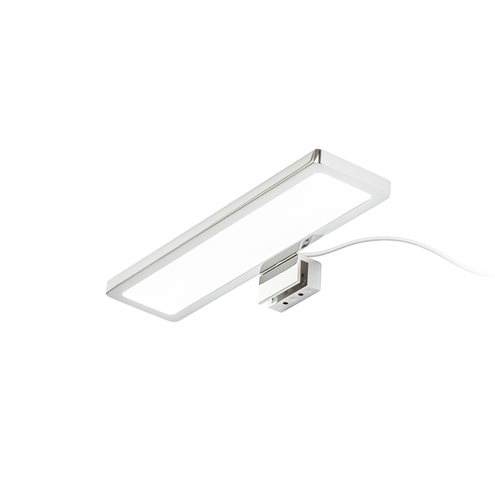 Corp de iluminat dreptunghiular LED din metal cu finisaj cromat, cu iluminare SUS / JOS, potrivit, SAVOY 24 pe dulap crom 230V 8W 120° IP44 3000K