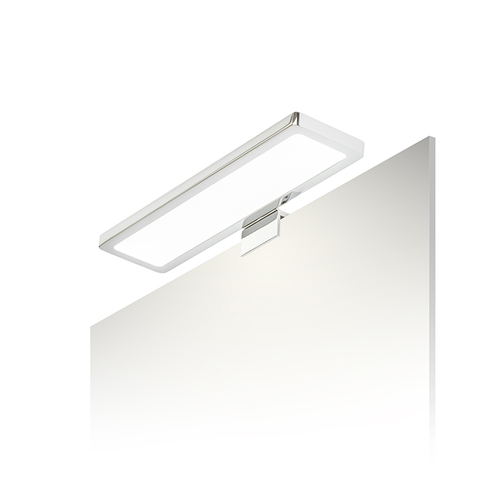 Corp de iluminat dreptunghiular LED din metal cu finisaj cromat, cu iluminare SUS / JOS, potrivit, SAVOY 24 pe dulap crom 230V 8W 120° IP44 3000K