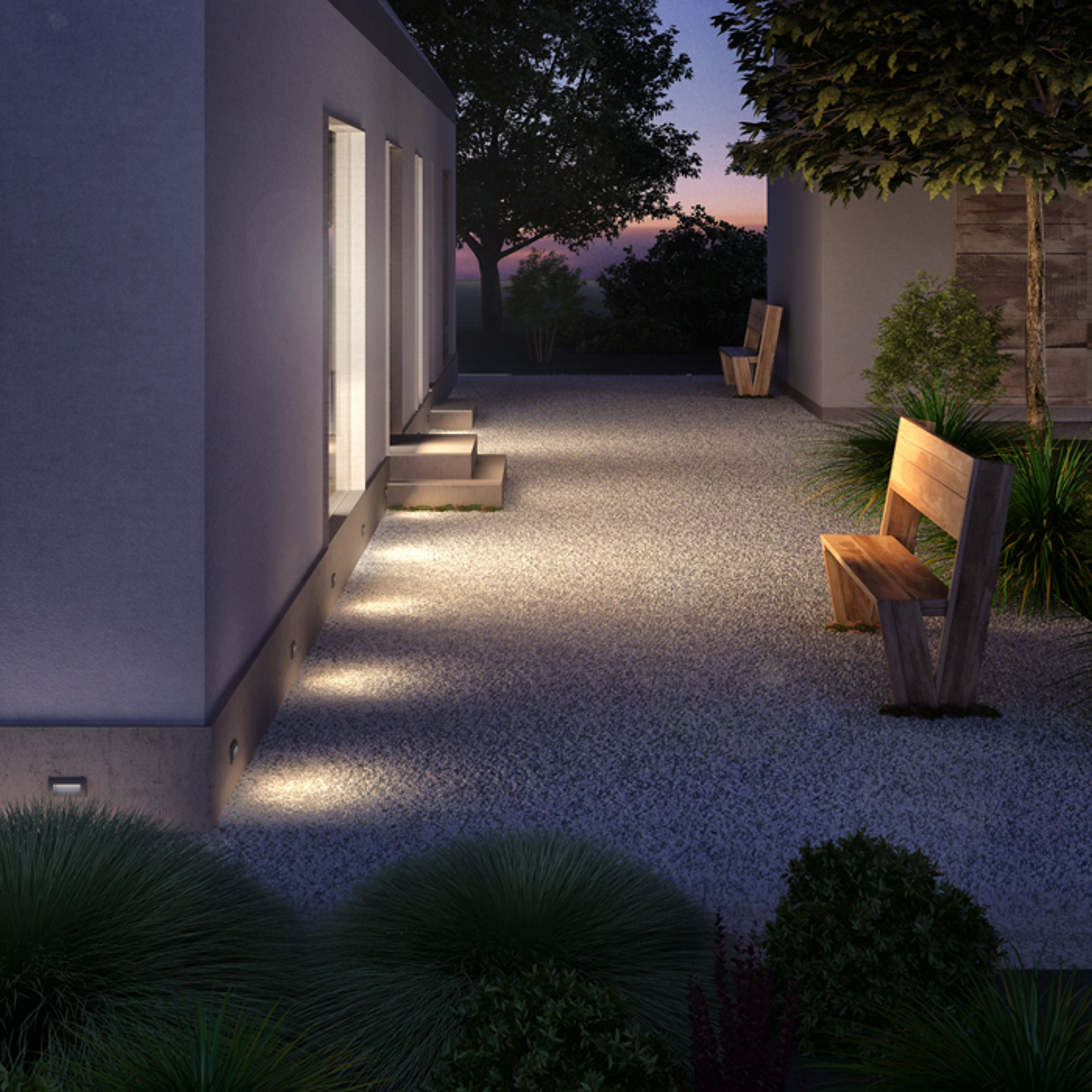 Corp de iluminat dreptunghiular LED încastrat pentru iluminarea de orientare a trotuarelor, GORDIQ L antracit 230V 3W IP65 3000K