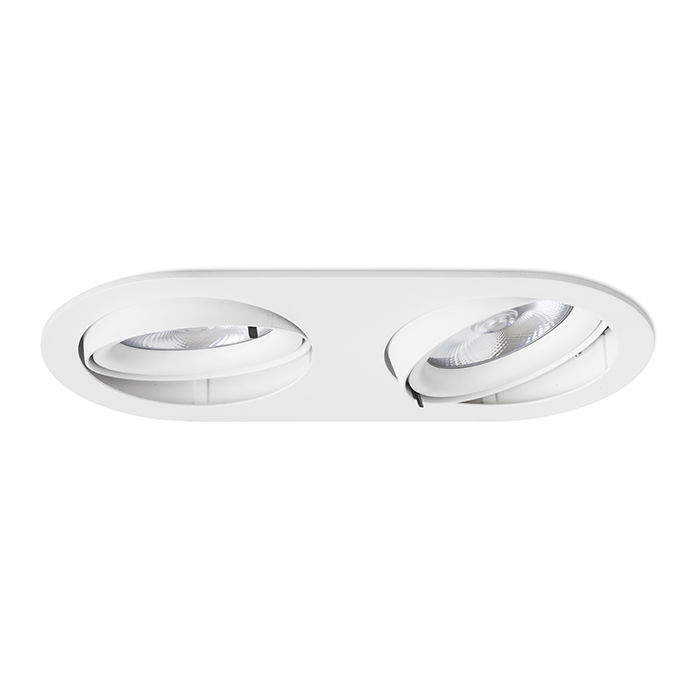 Corp de iluminat dublă oval încastrat din aluminiu alb lacuit cu posibilitate de înclinare pentru, ZIZI II 230V LED G53 15W