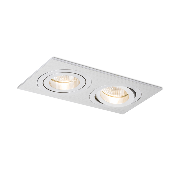 Corp de iluminat dublu, pătrat încastrat din aluminiu suprafață naturală sau in versiuni de lăcuit, PASADENA GU10 SQ II 230V LED 2x7W