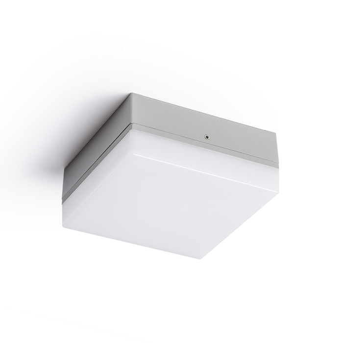 Corp de iluminat exterior cu LED din aluminiu turnat sub presiune cu difuzor opal pentru montare pe, SPECTACLE montat pe suprafață gri argintiu 230V 5W IP54 3000K
