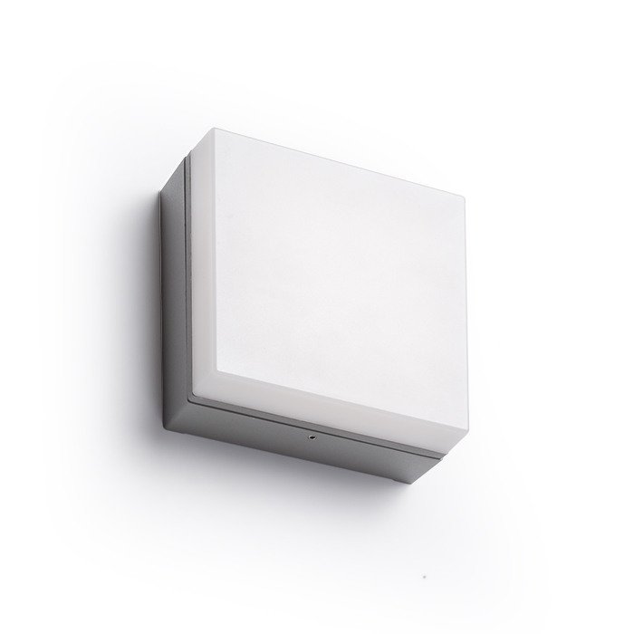Corp de iluminat exterior cu LED din aluminiu turnat sub presiune cu difuzor opal pentru montare pe, SPECTACLE montat pe suprafață gri argintiu 230V 5W IP54 3000K