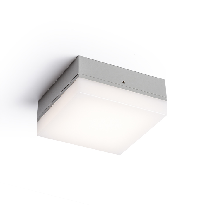 Corp de iluminat exterior cu LED din aluminiu turnat sub presiune cu difuzor opal pentru montare pe, SPECTACLE montat pe suprafață gri argintiu 230V 5W IP54 3000K