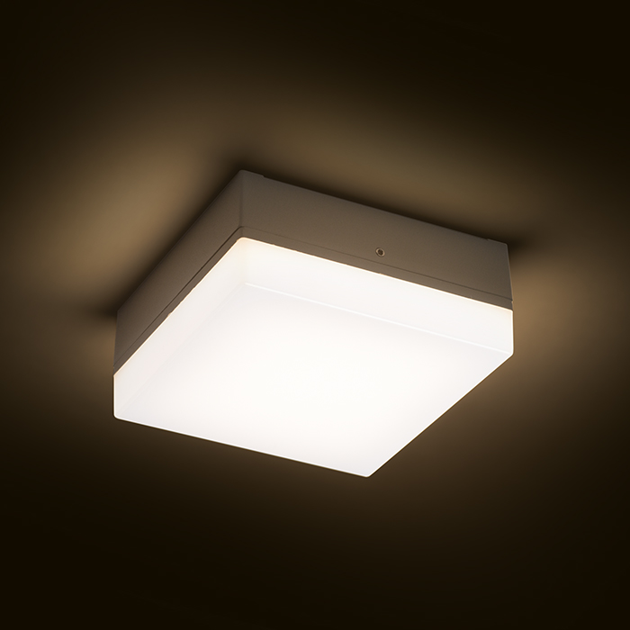 Corp de iluminat exterior cu LED din aluminiu turnat sub presiune cu difuzor opal pentru montare pe SPECTACLE, montat, suprafață, gri, argintiu, 230V, 5W, IP54, 3000K