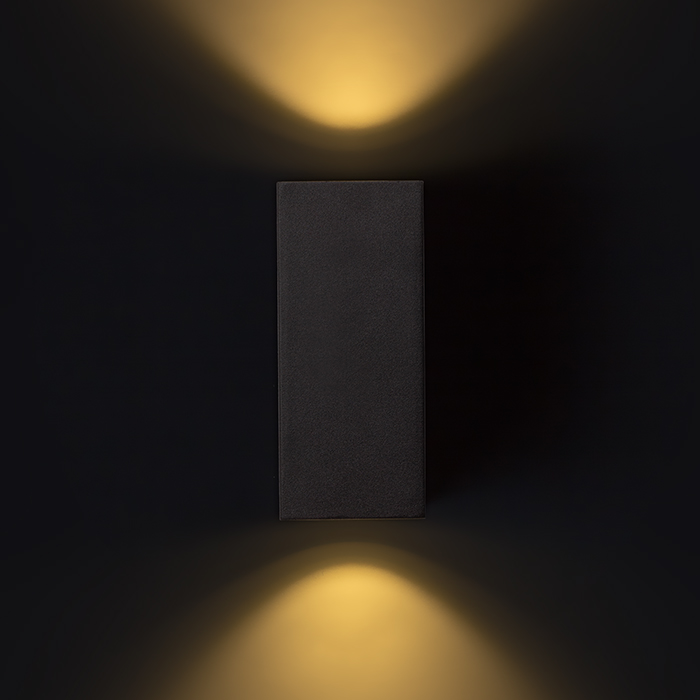 Corp de iluminat exterior de perete cu iluminare SUS / JOS cu două diode de 3W LED incorporate, KUBI II antracit 230V 2x3W 56° IP54 3000K
