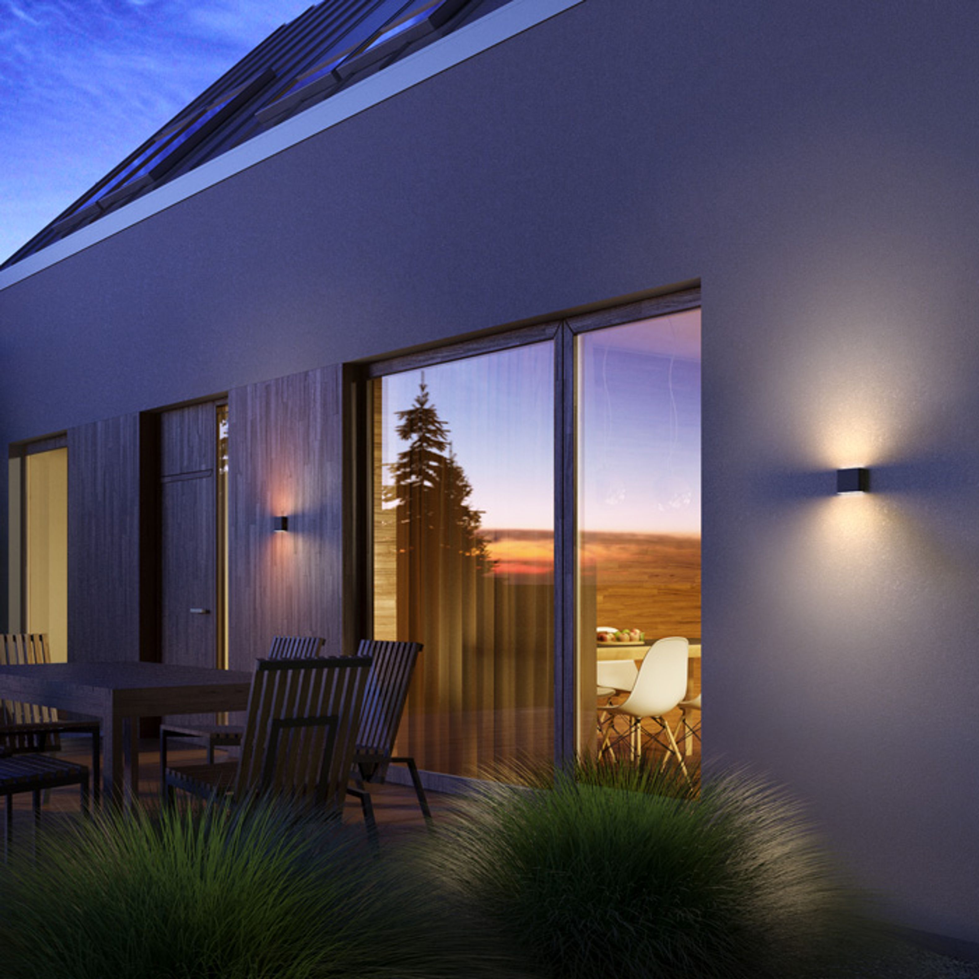 Corp de iluminat exterior de perete cu LED și iluminare SUS / JOS din aluminiu turnat sub presiune, CHOIX 114 antracit 230V 2x3W IP54 3000K