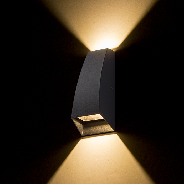 Corp de iluminat exterior de perete LED cu iluminare SUS / JOS din aluminiu turnat sub presiune, PIA antracit 230V 2x3W IP54 3000K