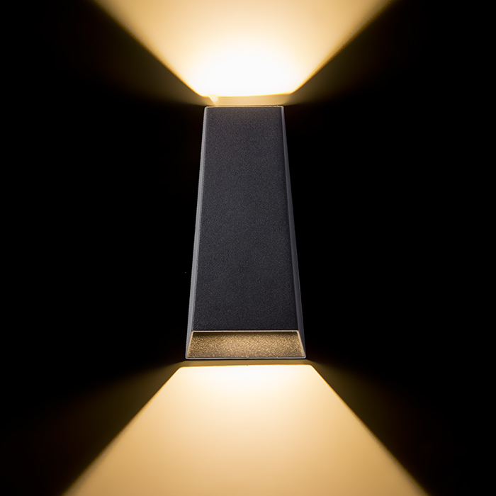 Corp de iluminat exterior de perete LED cu iluminare SUS / JOS din aluminiu turnat sub presiune, PIA antracit 230V 2x3W IP54 3000K