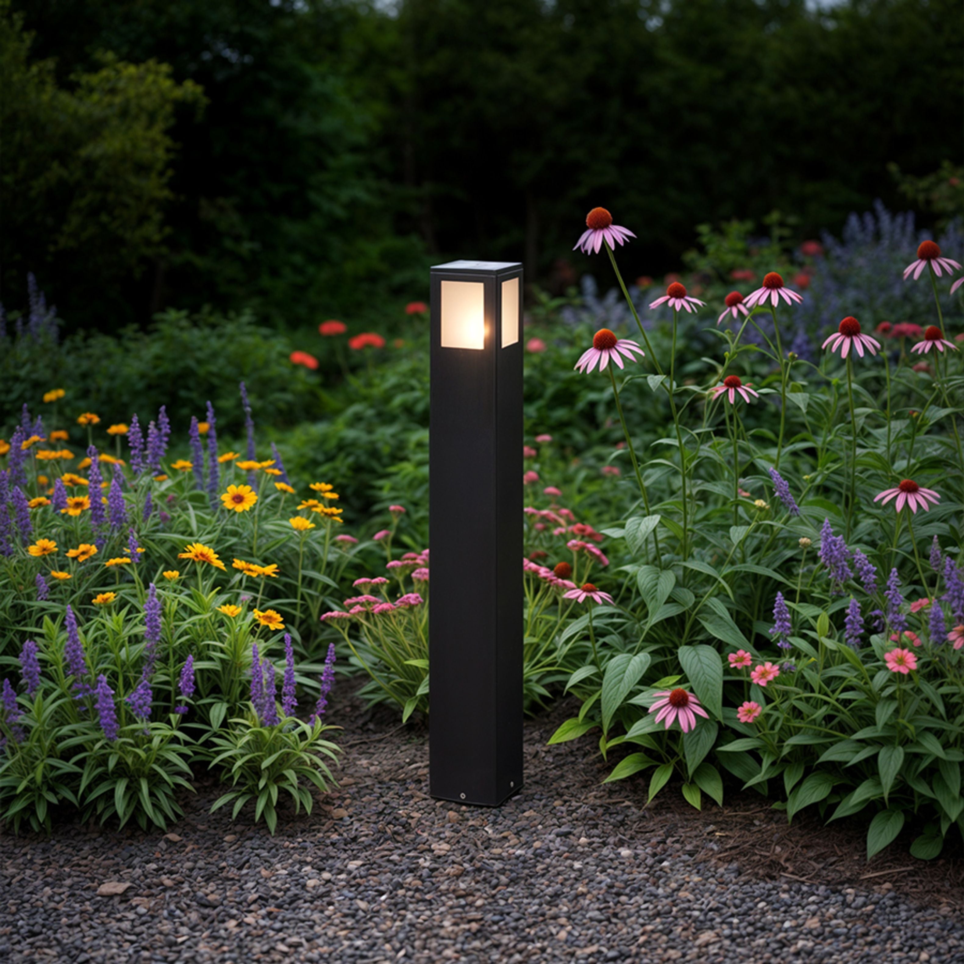 Corp de iluminat exterior de podea pentru sursă de lumină economică cu soclu E27, PONDER 65 standuri negru 230V LED 15W IP44