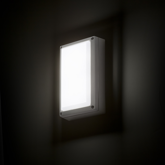 Corp de iluminat exterior din aluminiu turnat sub presiune cu difuzor opal pentru montare de tavan, ASPEN montat pe suprafață gri argintiu 230V LED 5W IP54 3000K