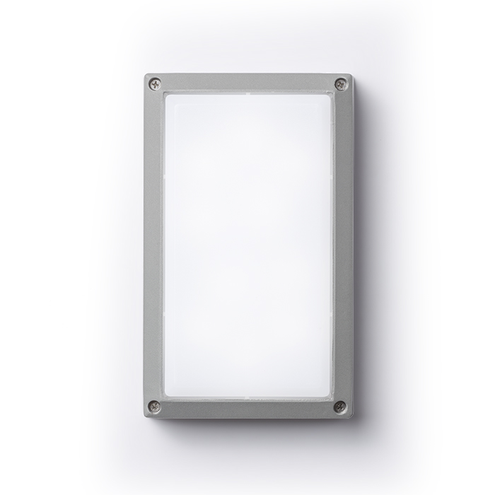 Corp de iluminat exterior din aluminiu turnat sub presiune cu difuzor opal pentru montare de tavan, ASPEN montat pe suprafață gri argintiu 230V LED 5W IP54 3000K