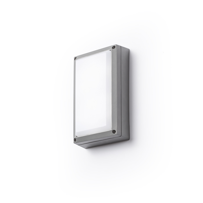 Corp de iluminat exterior din aluminiu turnat sub presiune cu difuzor opal pentru montare de tavan, ASPEN montat pe suprafață gri argintiu 230V LED 5W IP54 3000K