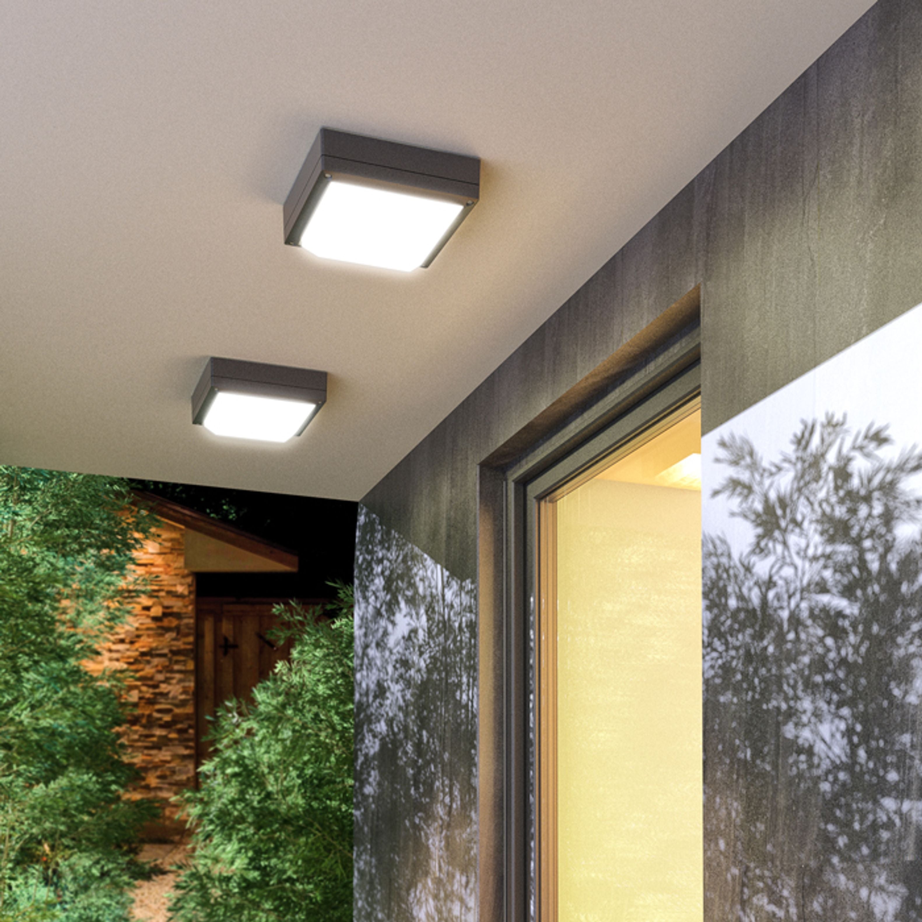 Corp de iluminat exterior montat pe perete pentru sursă de lumină economică E27 cu iluminare, DELTA 215 pe suprafață antracit 230V LED 15W IP54