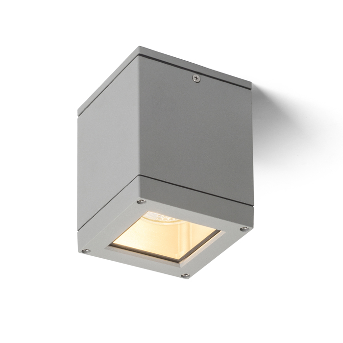 Corp de iluminat exterior pentru surse de lumina LED PAR20, QUADRA M de tavan gri argintiu 230V E27 8W IP54