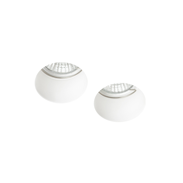 Corp de iluminat din ipsos fără cadru cu doua gauri rotunde, QUO R II încastrat în rigips 230V LED GU10 2x8W