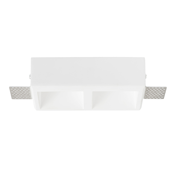 Corp de iluminat din ipsos fără cadru cu gauri circulare, QUO SQ II încastrat în rigips 230V LED GU10 2x8W