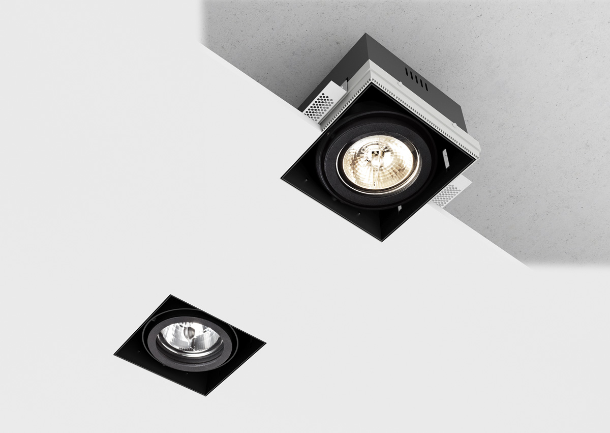 Corp de iluminat încastrat fără ramă cu plasare cardanică a sursei de lumină, ELECTRA I negru 12V LED G53 15W