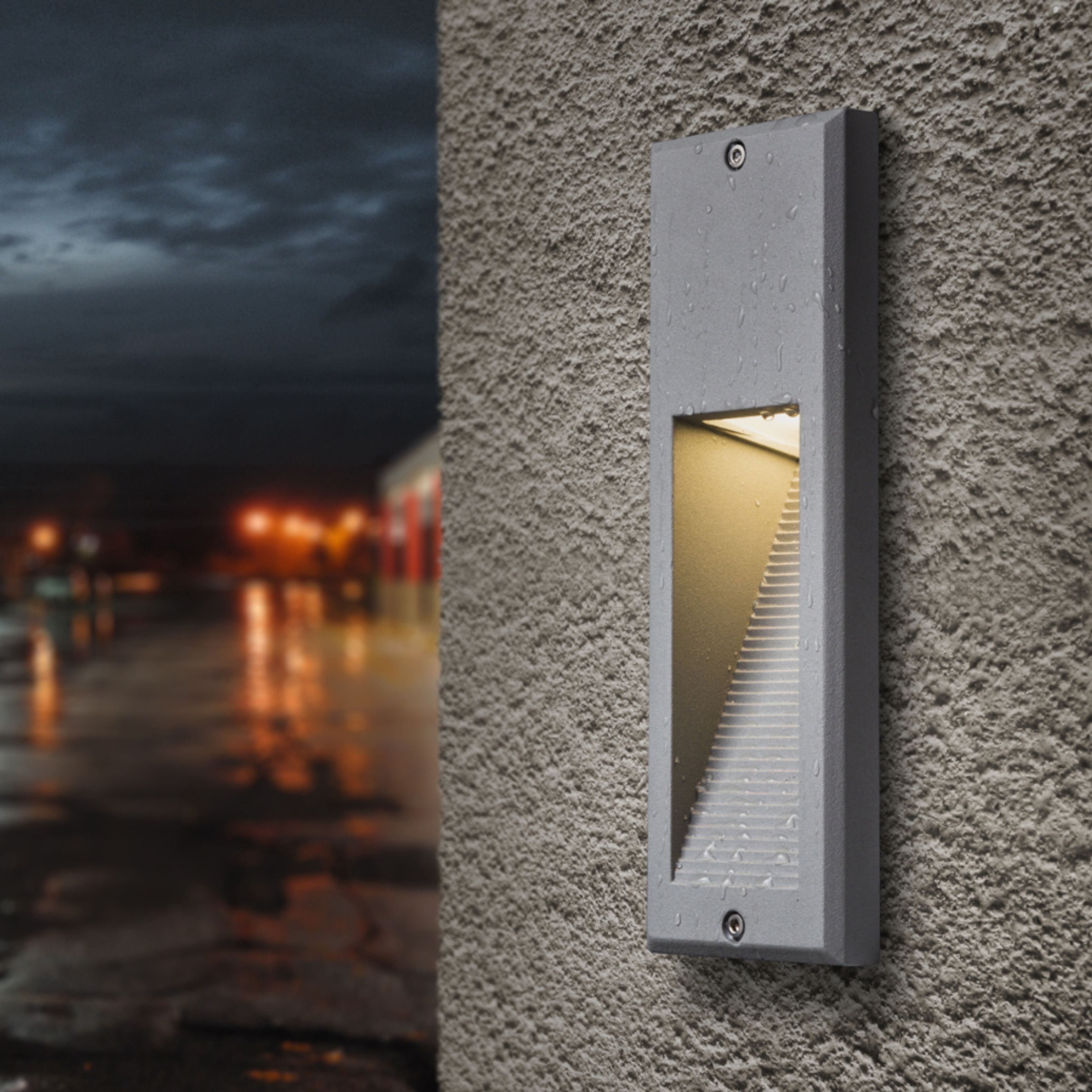 Corp de iluminat încastrat în exterior în perete, FACA gri argintiu 230V LED 2W IP54 3000K
