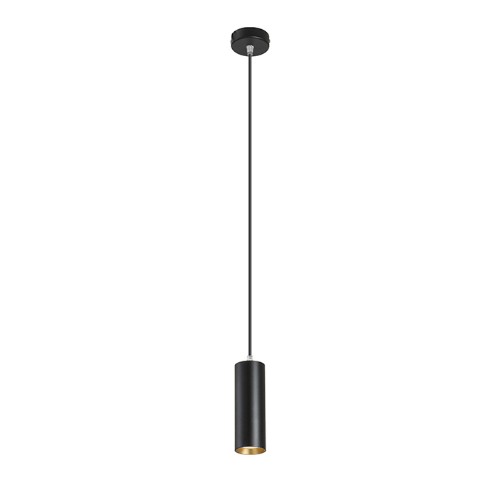 Corp de iluminat LED cilindric supsendat potrivit pentru suspendare deasupra la contoare de bar ori, MAVRO suspendat negru/auriu 230V 12W 38° 3000K
