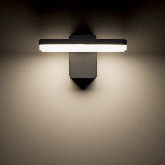Corp de iluminat LED de perete cu iluminare în jos din aluminiu turnat sub presiune, RINA antracit 230V 12W IP65 3000K
