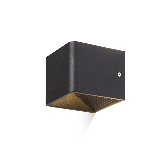Corp de iluminat LED, de perete, cubic, cu colțuri rotunjite și suprafață reflectorizată, ONYX negru 230V LED 5W 3000K