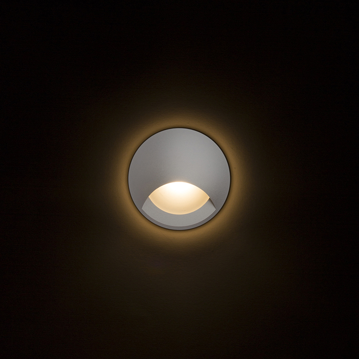 Corp de iluminat LED încastrat în perete, potrivit pentru iluminarea orientativă a coridoarelor și, CLUB IND gri argintiu 230V 3W IP54 3000K