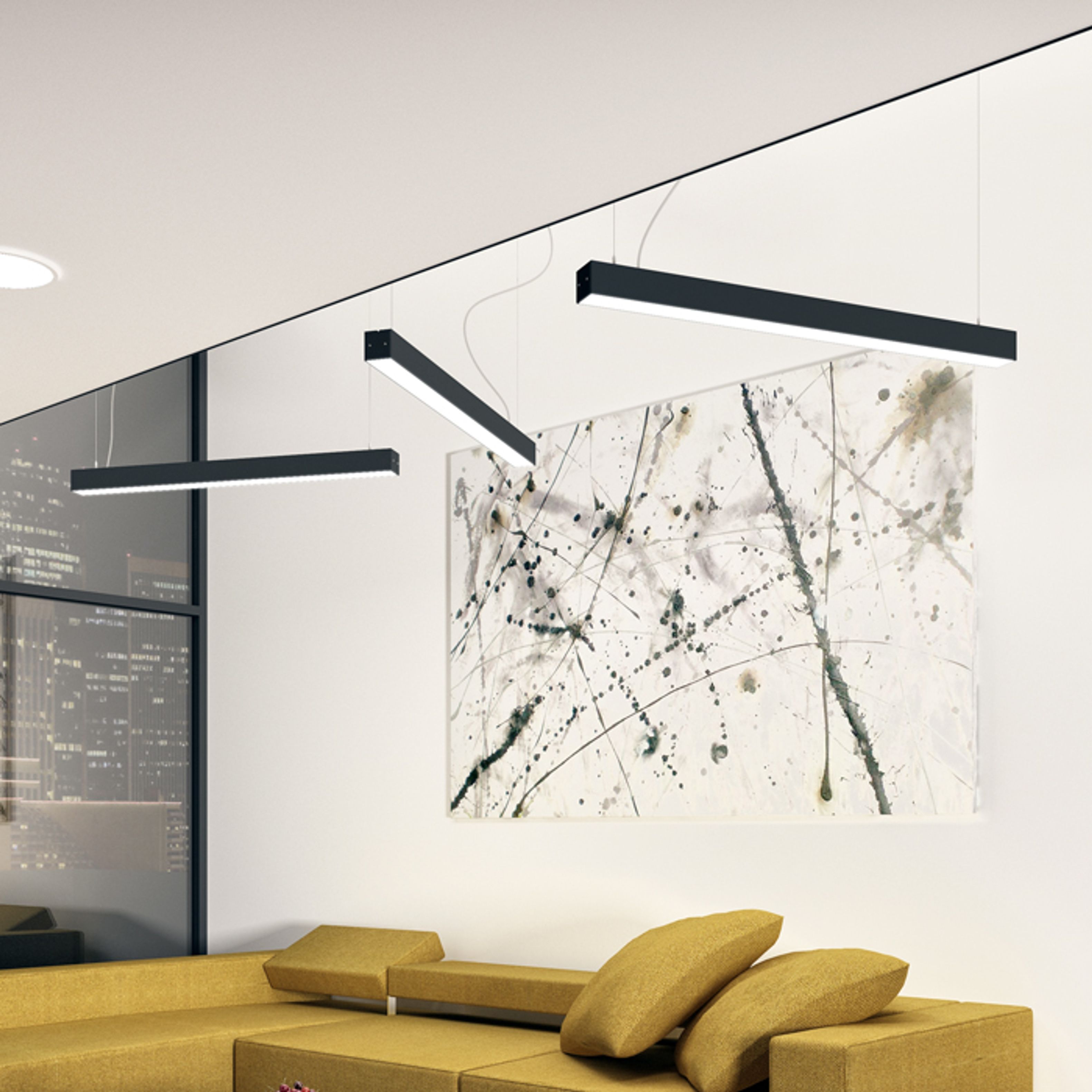 Corp de iluminat LED liniar agăţat, PESANTE 75 suspendat negru 230V 40W 3000K