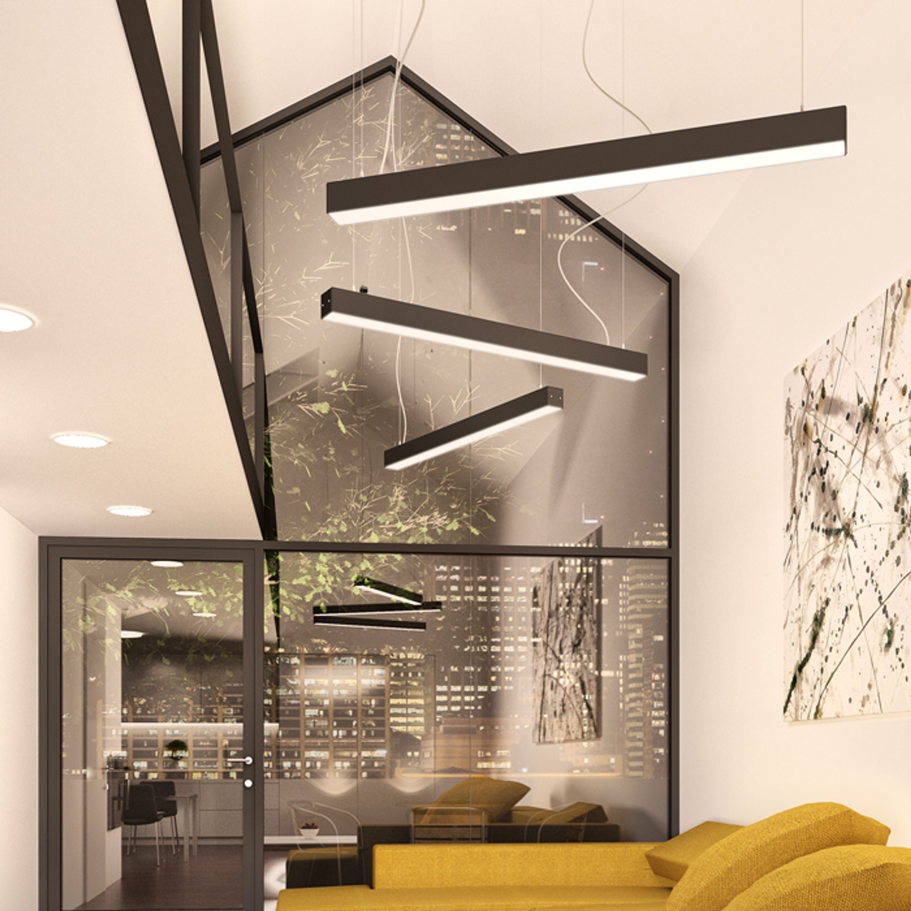 Corp de iluminat LED liniar agăţat, PESANTE 75 suspendat negru 230V 40W 3000K