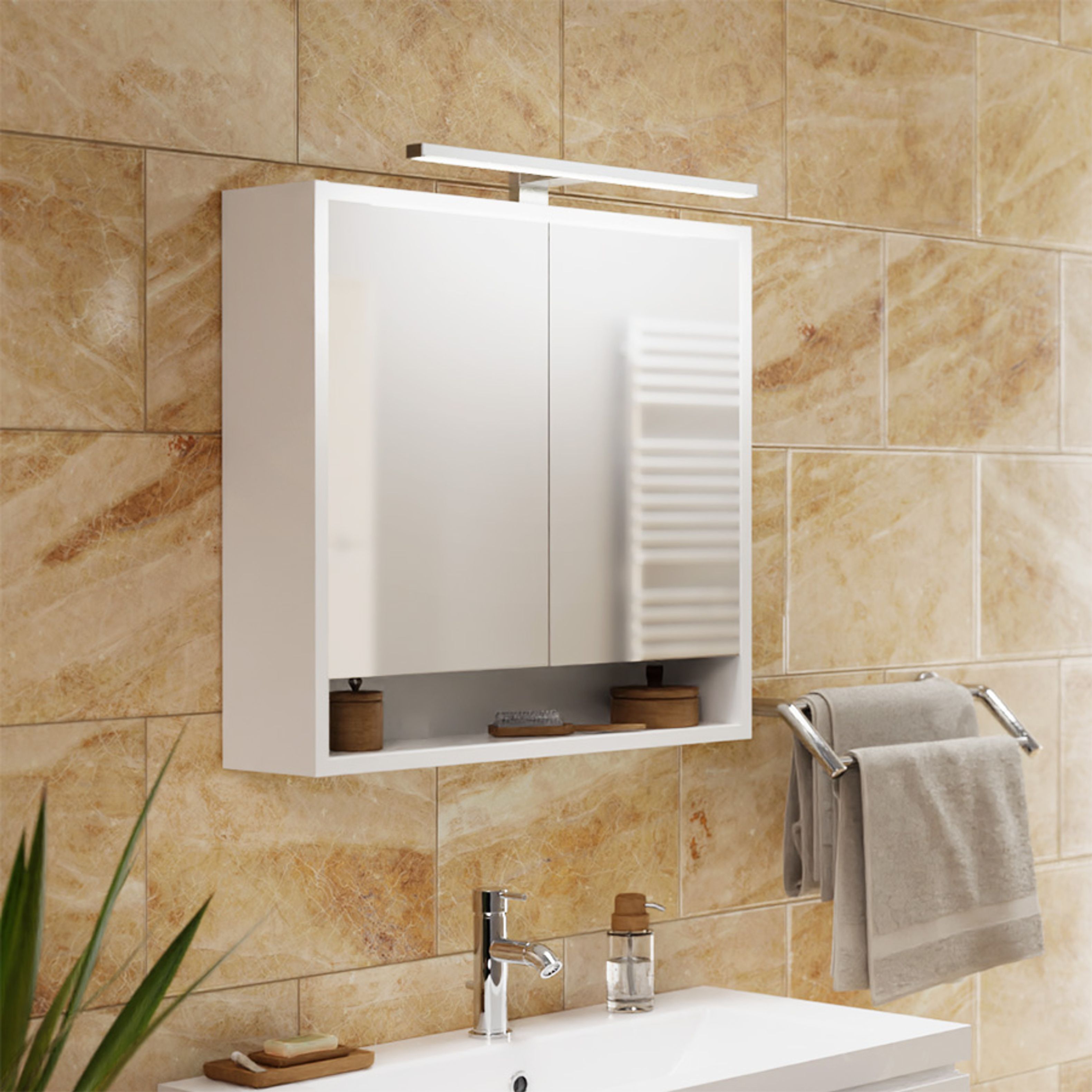 Corp de iluminat liniar pentru baie LED pe un cuier pentru montarea pe un dulap sau pe un raft, BALEA 500 pe crom 230V 7W 120° IP44 3000K
