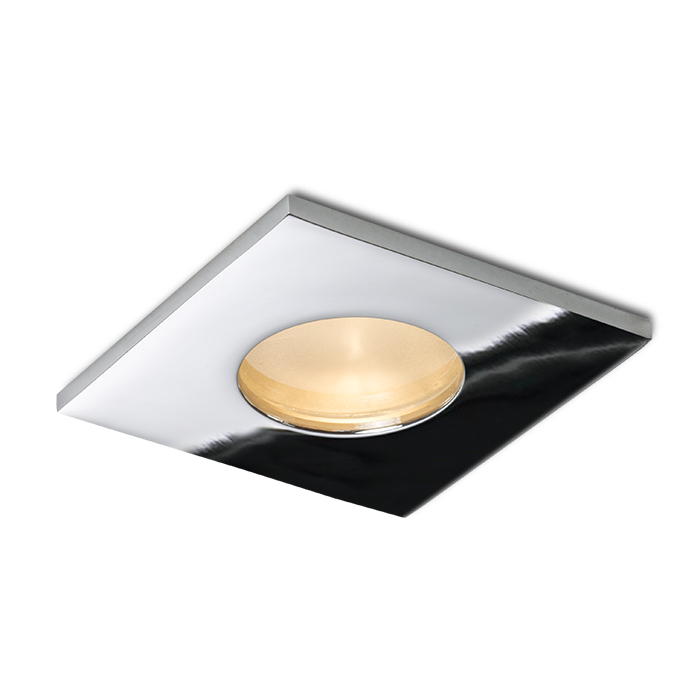 Corp de iluminat metalic încorporat, potrivit pentru medii, SPLASH SQ încastrat crom 230V LED GU10 8W IP65