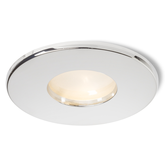 Corp de iluminat metalic încorporat, potrivit pentru medii umede în crom lucios sau nichel mat, SPLASH R încastrat 230V LED GU10 8W IP65
