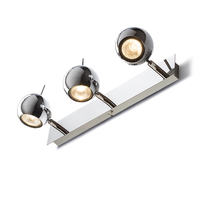 Corp de iluminat montat pe suprafață cu trei reflectoare, GLOSSY III crom 230V LED GU10 3x8W