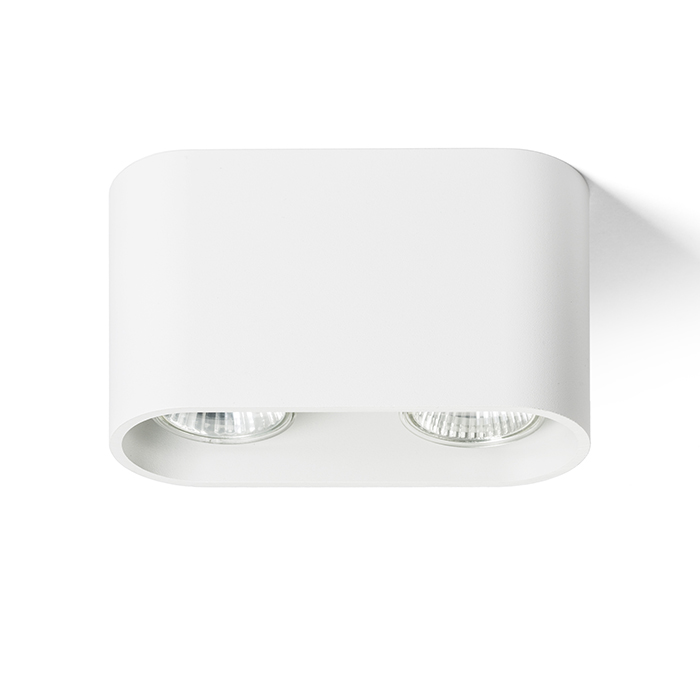 Corp de iluminat oval de tavan pentru două becuri reflectorizante cu fasung GU10 fără înclinare, MANTOVA II alb mat 230V LED 2x7W