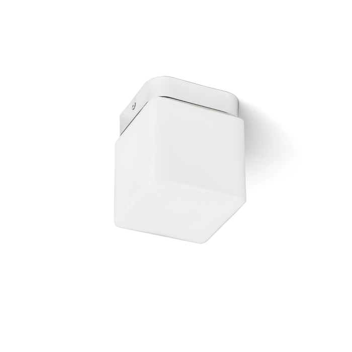Corp de iluminat pătrat de tavan cu LED diode cu sticlă opală, ESICA SQ de crom 230V 6W IP44 3000K