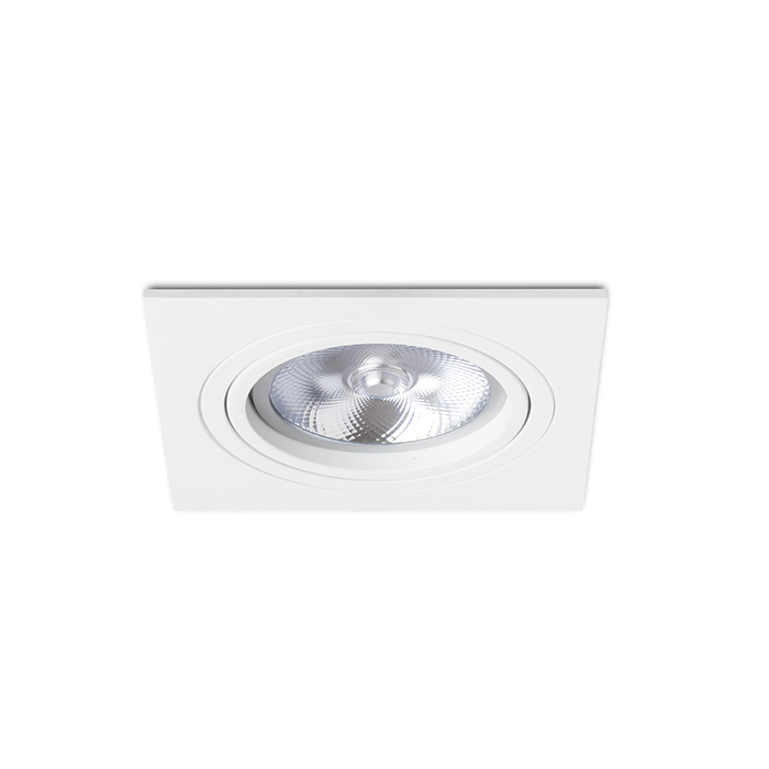 Corp de iluminat pătrat încastrat din aluminiu suprafață naturală două versiuni de lăcuit cu, PASADENA G53 SQ I alb 230V LED 15W