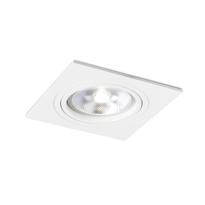 Corp de iluminat pătrat încastrat din aluminiu suprafață naturală două versiuni de lăcuit cu, PASADENA G53 SQ I alb 230V LED 15W