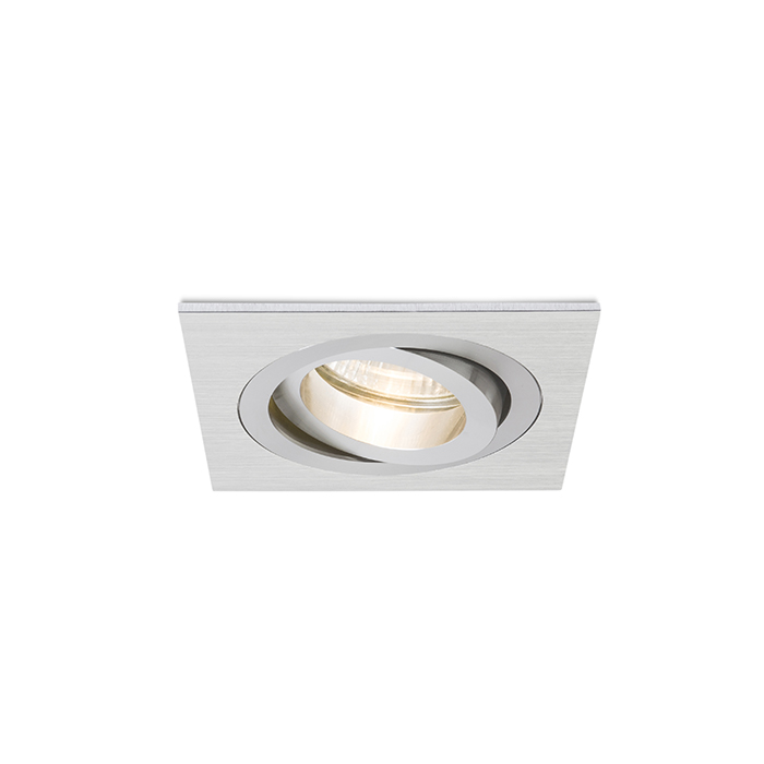 Corp de iluminat pătrat încastrat din aluminiu suprafață naturală două versiuni de lăcuit, PASADENA GU10 SQ I 230V LED 7W