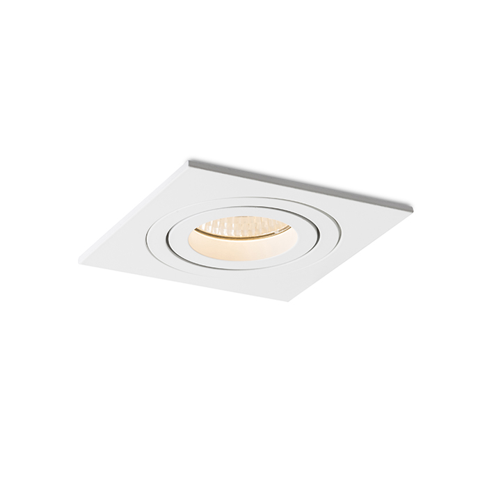 Corp de iluminat pătrat încastrat din aluminiu suprafață naturală două versiuni de lăcuit, PASADENA GU10 SQ I alb 230V LED 7W