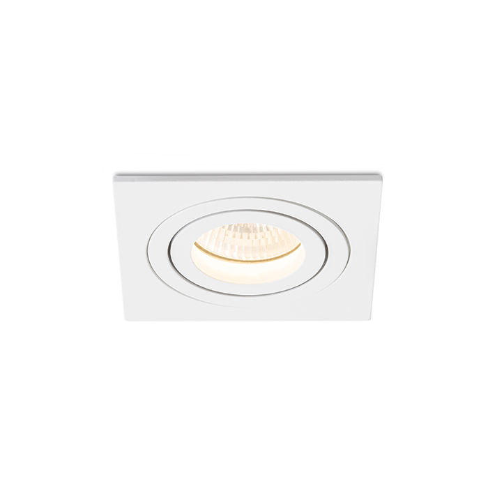 Corp de iluminat pătrat încastrat din aluminiu suprafață naturală două versiuni de lăcuit, PASADENA GU10 SQ I alb 230V LED 7W