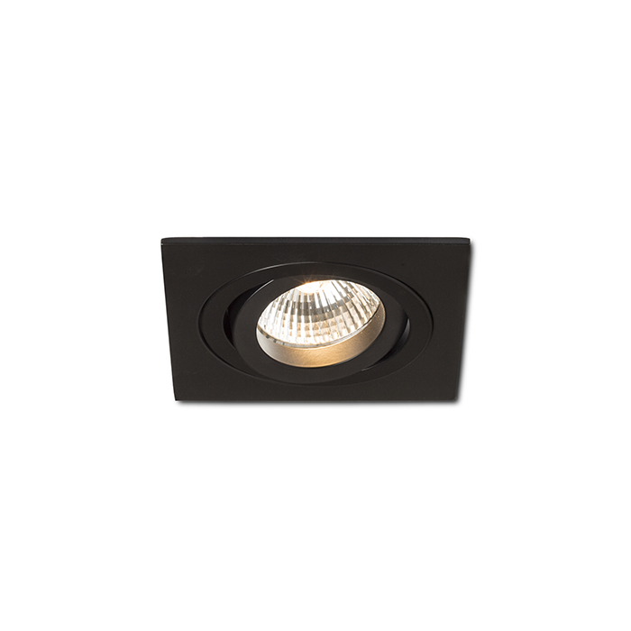 Corp de iluminat pătrat încastrat din aluminiu suprafață naturală două versiuni de lăcuit, PASADENA GU10 SQ I incastrat negru 230V LED 7W