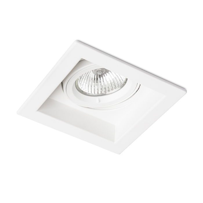 Corp de iluminat pătrat încastrat pentru tavan din gips-carton, cu înclinare, pentru fasung GU10, ACASA alb 230V LED 8W