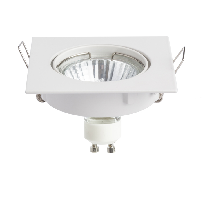 Corp de iluminat pătrat încastrat pentru tavan din gips-carton, cu înclinare, pentru fasung GU10, TOPIC SQ înclinabil alb mat 230V LED 8W