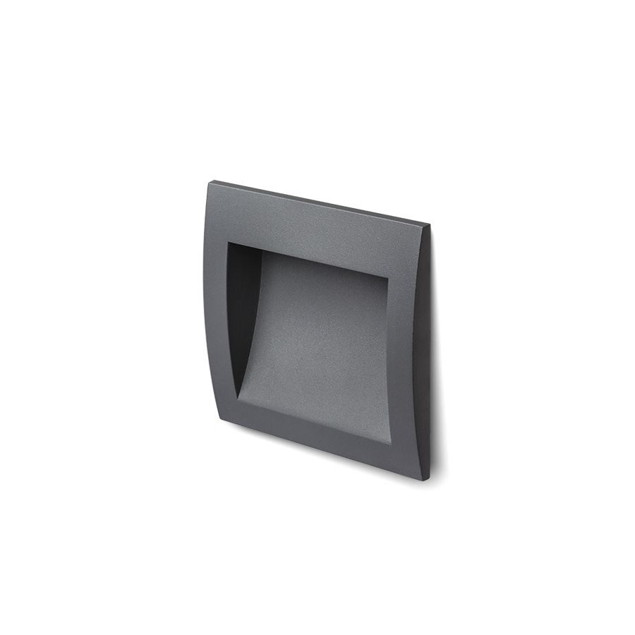 Corp de iluminat pătrat LED încastrat pentru iluminarea de orientare a trotuarelor, scărilor sau, GORDIQ M antracit 230V 3W IP65 3000K