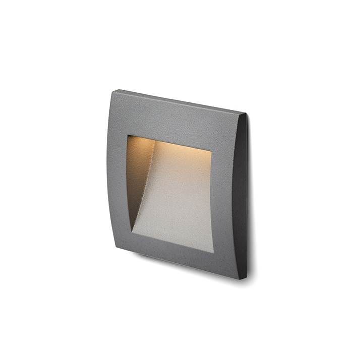 Corp de iluminat pătrat LED încastrat pentru iluminarea de orientare a trotuarelor, scărilor sau, GORDIQ S antracit 230V 1.5W IP65 3000K