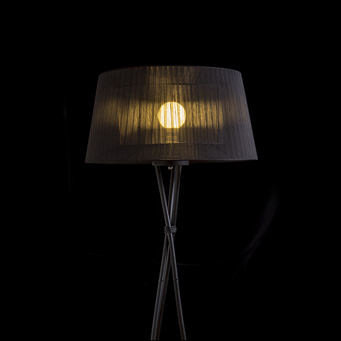 Corp de iluminat pe trepied cu abajur dublu cu panglică cu finisaj în negru, BOULOGNE de podea 230V LED E27 15W