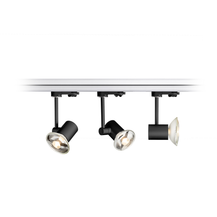 Corp de iluminat pentru sistemul cu șină cu 3-circuite, FAX cu negru 230V LED GU10 12W